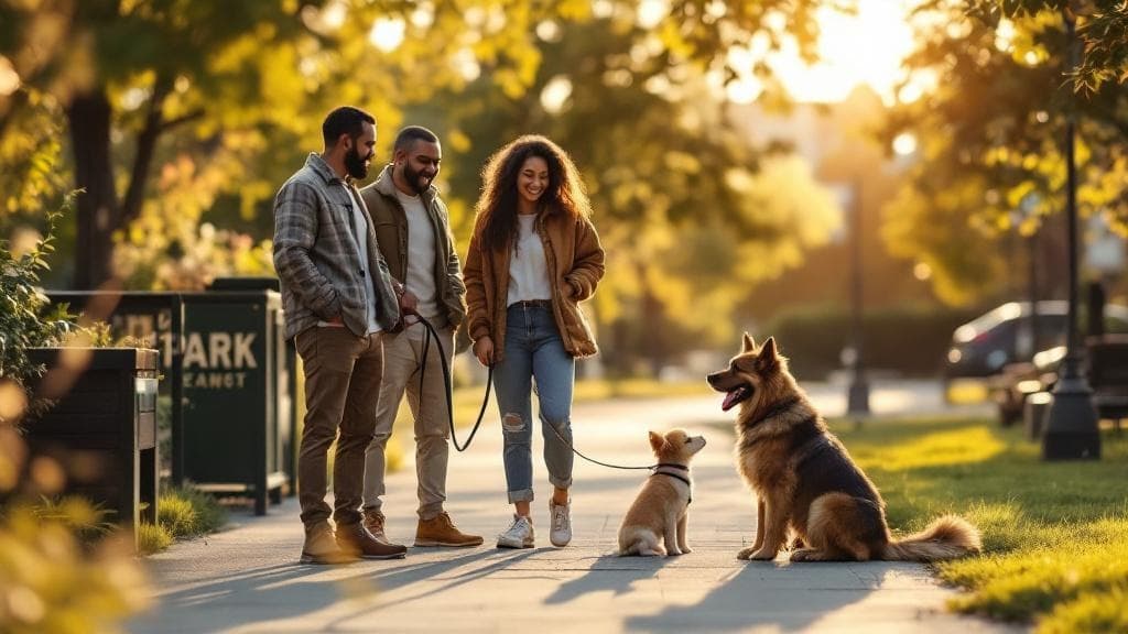 Dog owner exploring a local park with their dog using PupTrail Network