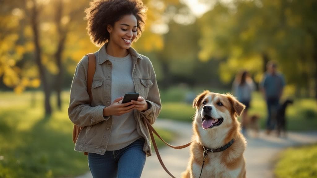 Dogs and their owners enjoying a local park